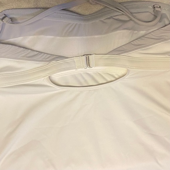 Athleta Swimming Wear Bandeau Tankinbobo Size Womens M White Gray - Picture 3 of 5